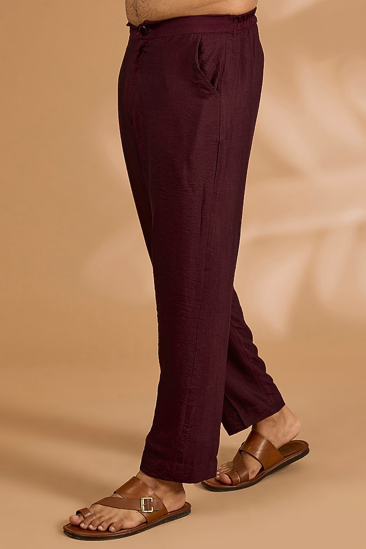 Ox-Blood Georgette Sequins Work Kurta Set by Rabani & Rakha Men at Pernia's Pop Up Shop