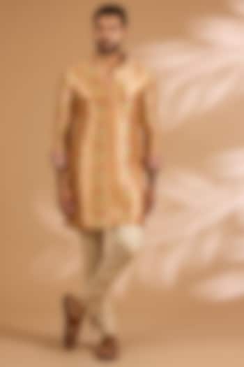 Multi-Colored Banarasi Silk Printed Kurta Set by Rabani & Rakha Men at Pernia's Pop Up Shop