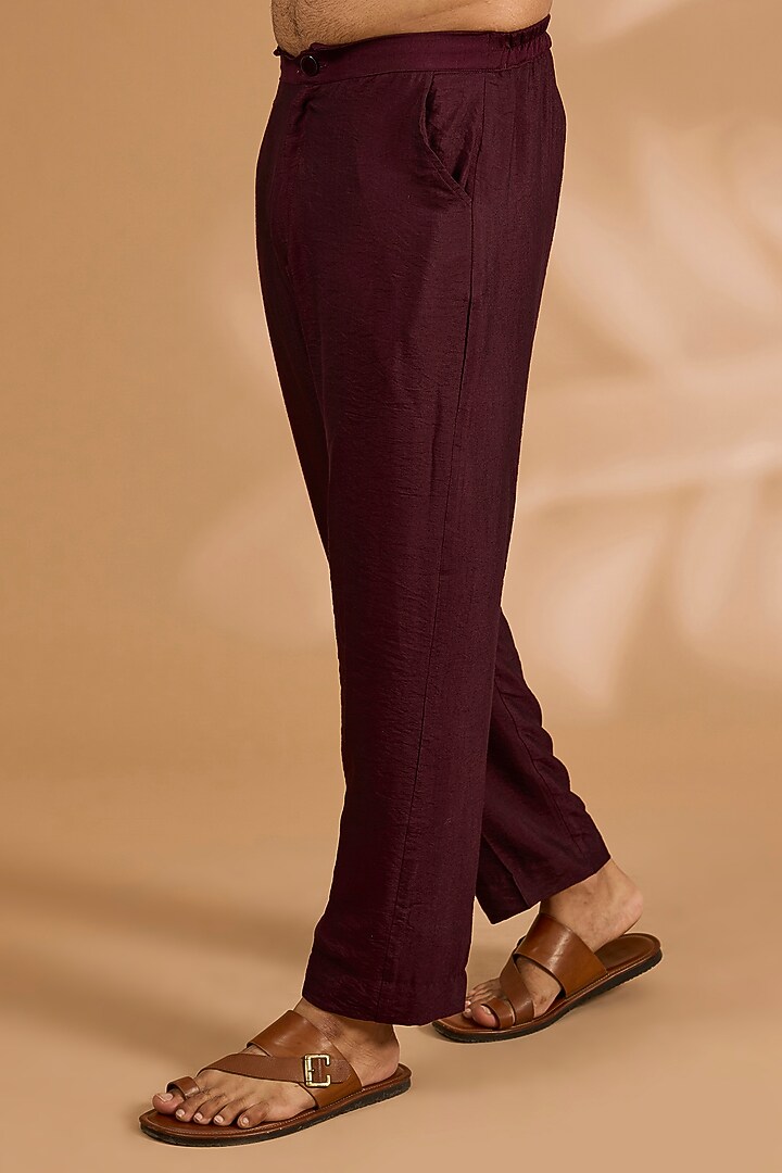 Ox-Blood Georgette Sequins Work Bundi Jacket Set by Rabani & Rakha Men at Pernia's Pop Up Shop