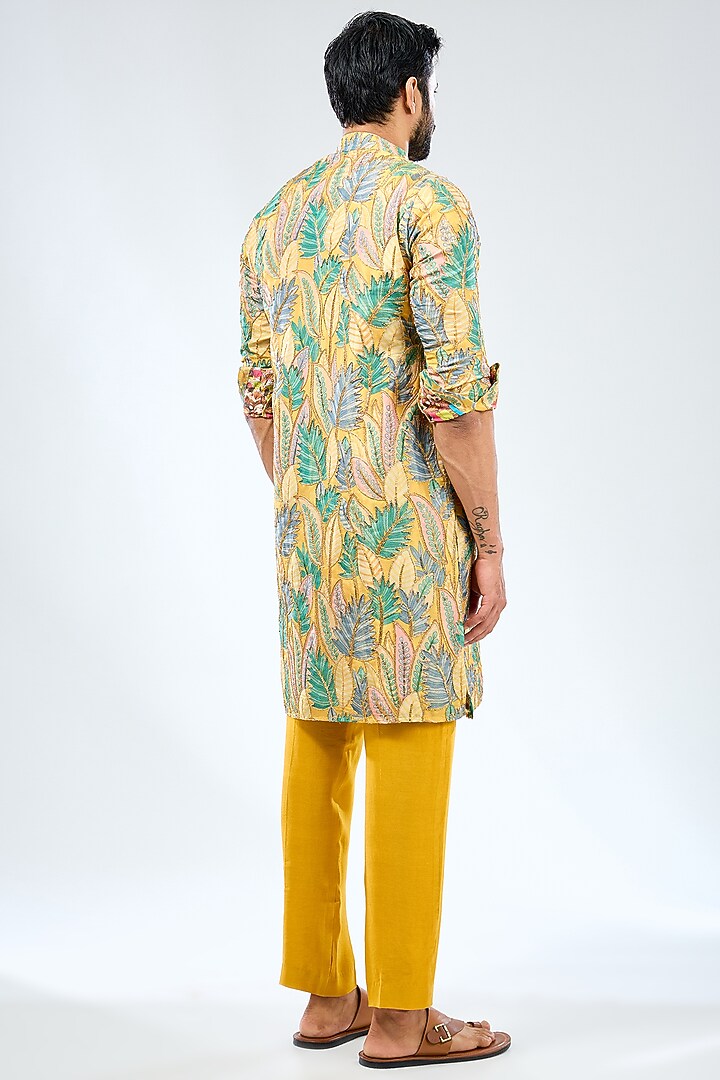Multi-Colored Silk Sequins Work & Printed Kurta Set by Rabani & Rakha Men at Pernia's Pop Up Shop
