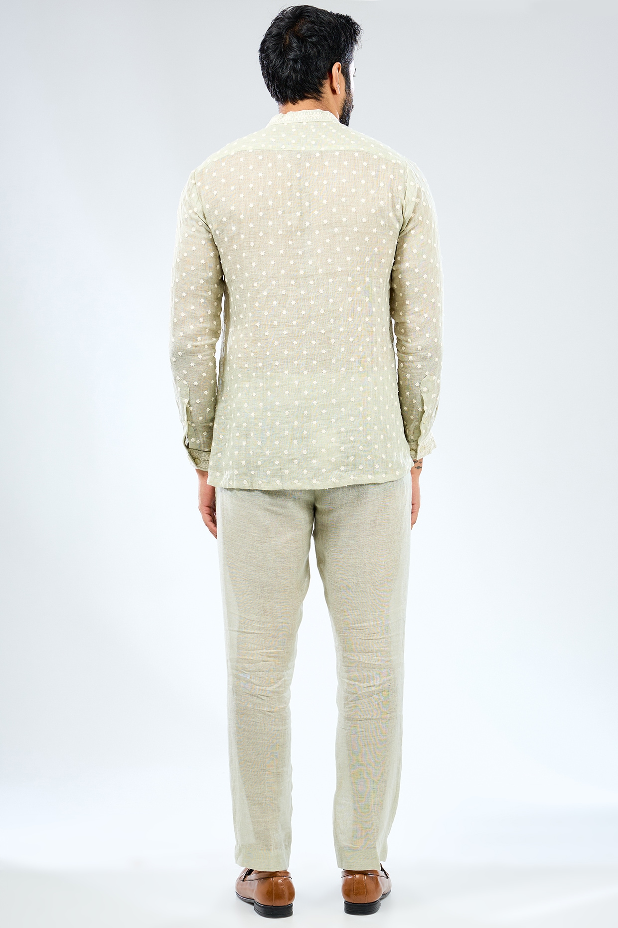 rihka cotton linen lawn sheershirt(sage)