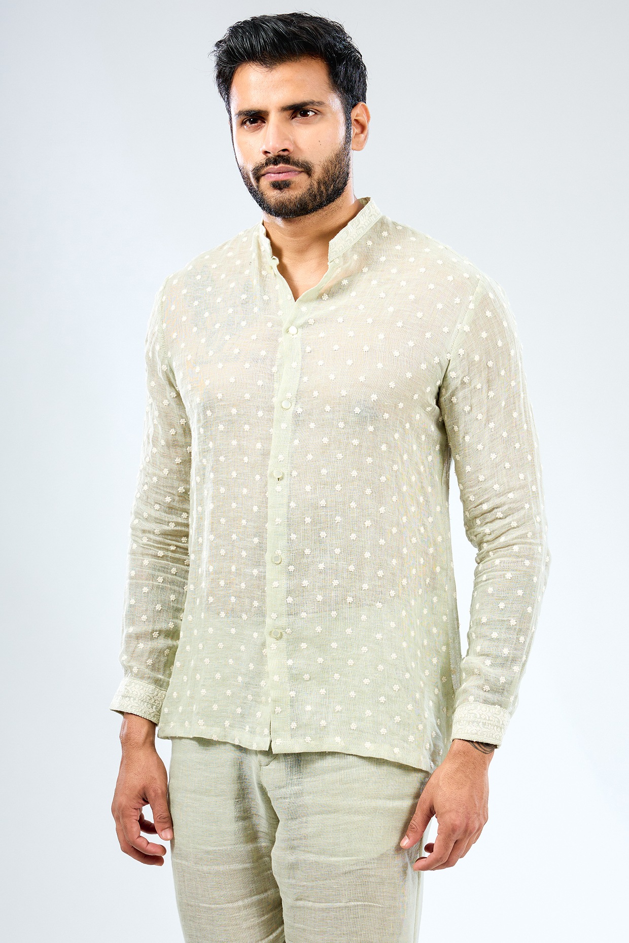 rihka cotton linen lawn sheershirt(sage) rihka cotton linen
