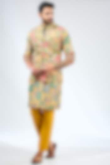 Multi-Colored Silk Sequins Work & Printed Bundi Jacket Set by Rabani & Rakha Men at Pernia's Pop Up Shop