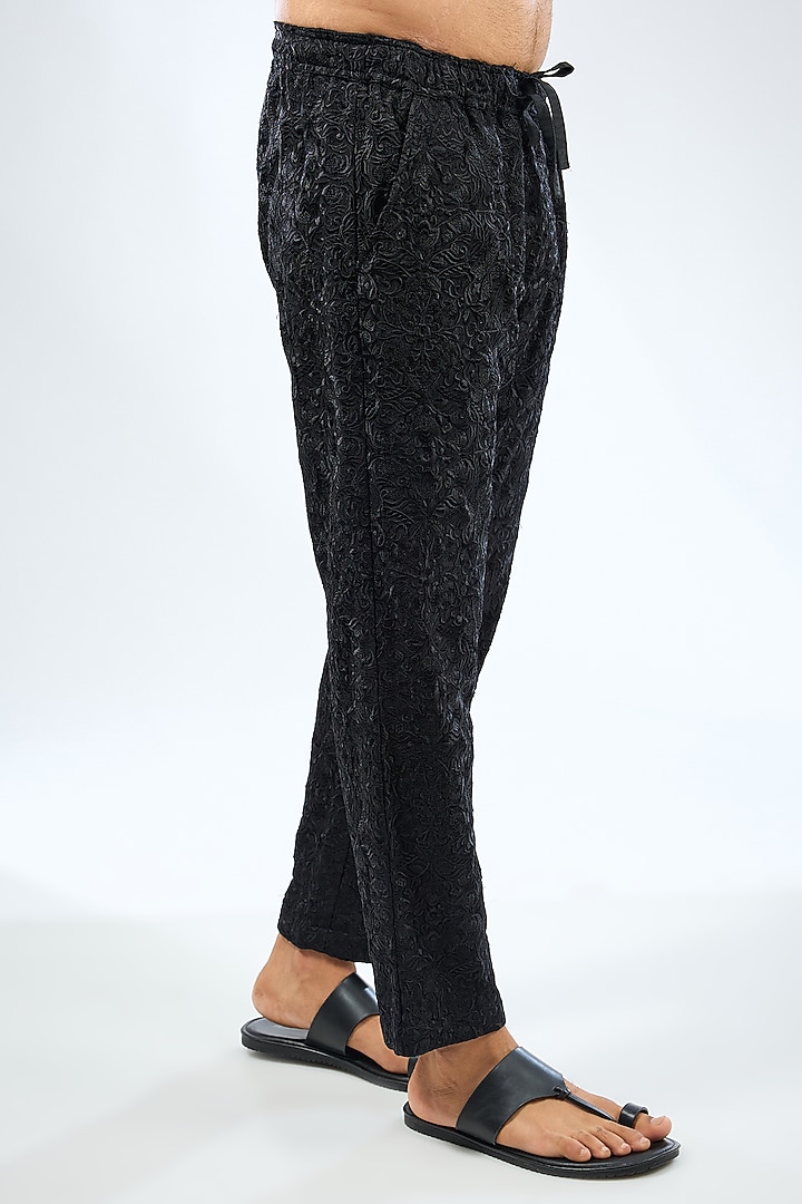 Black Georgette Thread Embroidered Co-Ord Set by Rabani & Rakha Men at Pernia's Pop Up Shop