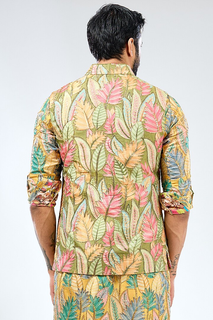 Multi-Colored Silk Sequins Work Bundi Jacket by Rabani & Rakha Men at Pernia's Pop Up Shop