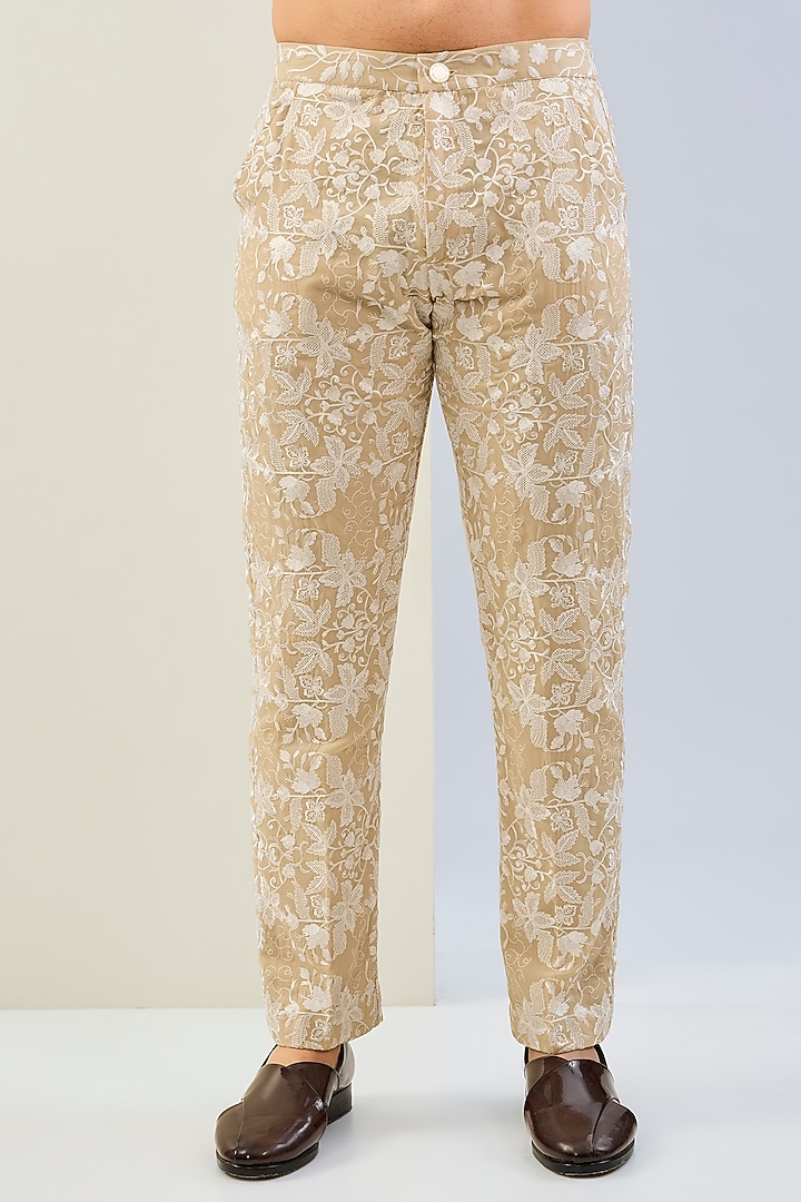 Nude Georgette Thread Embroidered Co-Ord Set by Rabani & Rakha Men at Pernia's Pop Up Shop