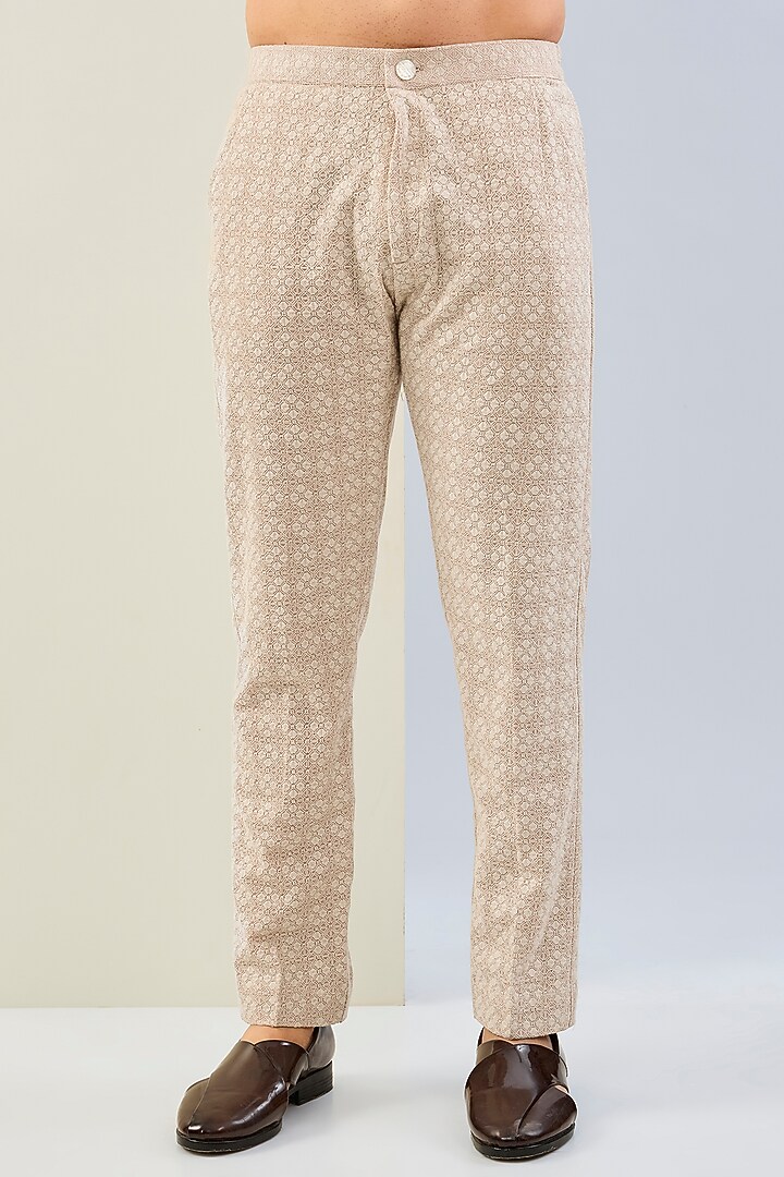 Cream Georgette Thread Embroidered Co-Ord Set by Rabani & Rakha Men at Pernia's Pop Up Shop