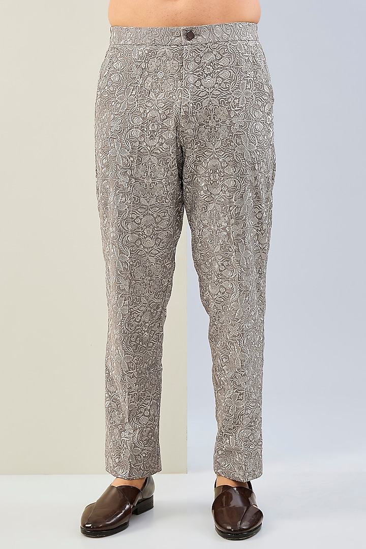 Grey Georgette Thread Embroidered Co-Ord Set by Rabani & Rakha Men at Pernia's Pop Up Shop