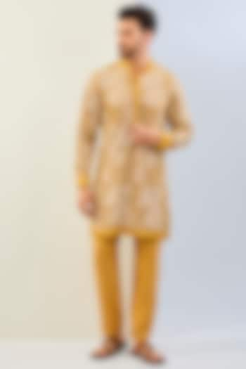 Haldi Yellow Georgette Sequins Work Kurta Set by Rabani & Rakha Men at Pernia's Pop Up Shop