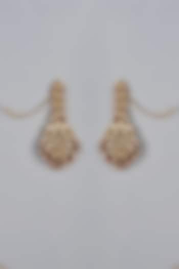 Gold Finish Kundan Polki Dangler Earrings by Raabta By Rahul