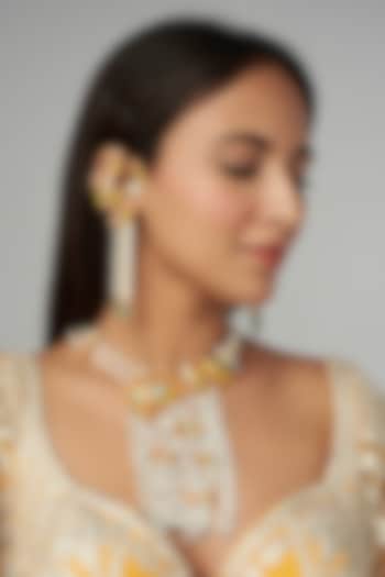 Gold Finish Pearl Necklace Set by Raabta By Rahul at Pernia's Pop Up Shop