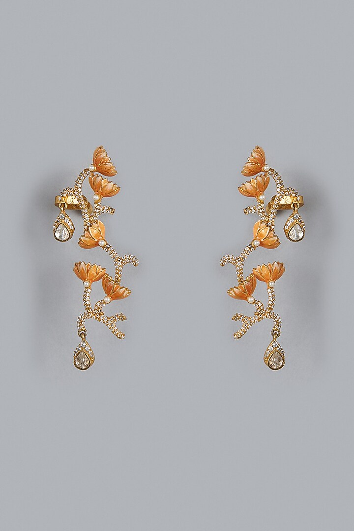 Gold Finish Kundan Polki Meenakari Necklace Set by Raabta By Rahul at Pernia's Pop Up Shop