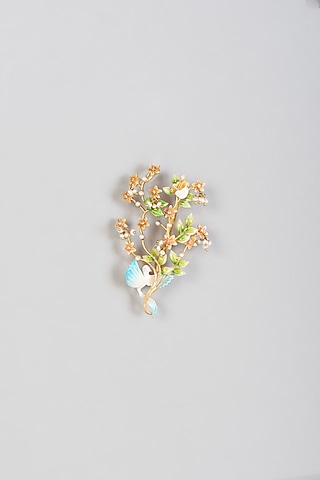 Gold Finish Meenakari Hairpin by Raabta By Rahul