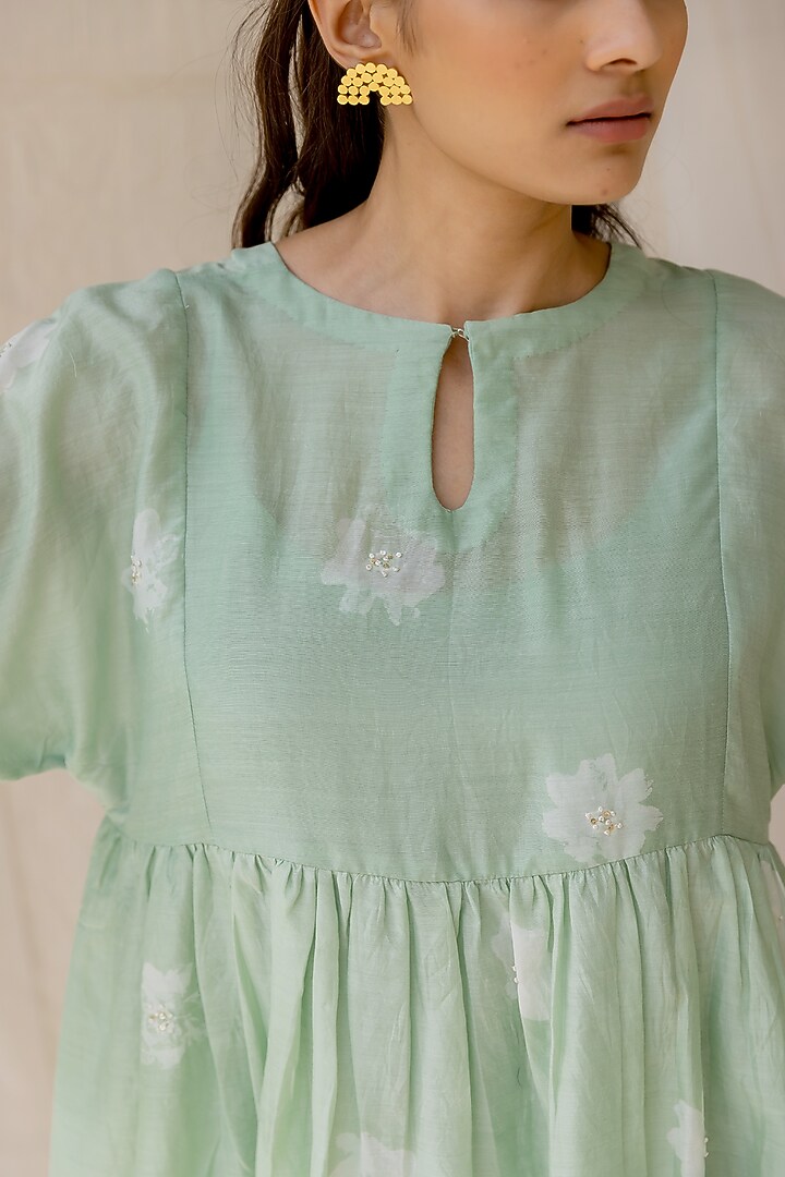 Mint Cotton Silk Pant Set by Nirjara at Pernia's Pop Up Shop