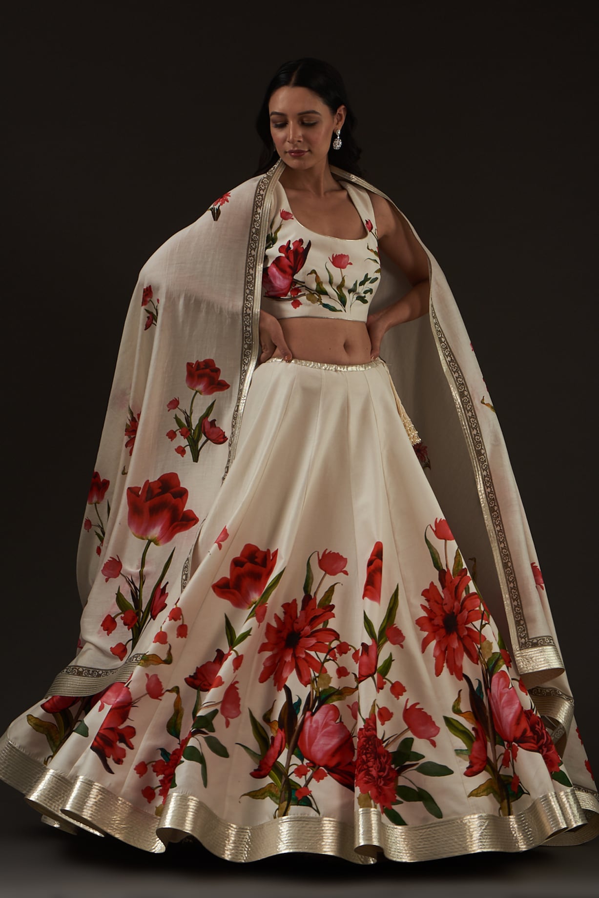 Ivory Digital Printed Lehenga Set Design by Rohit Bal at Pernia's Pop Up  Shop 2022