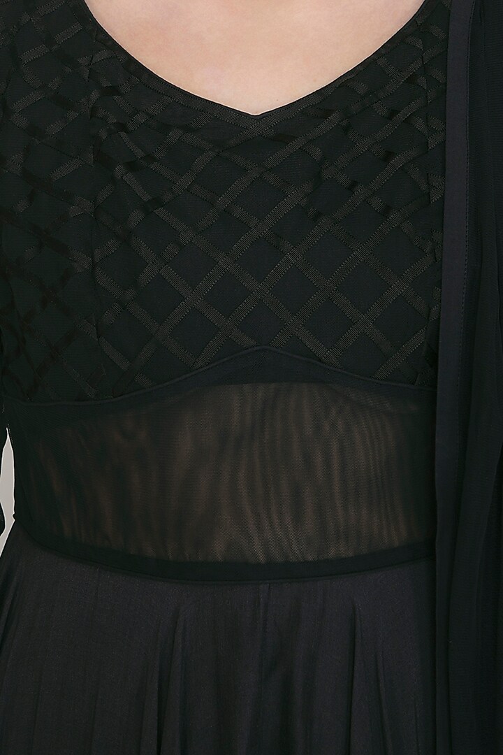 Black Digital Printed Wedding Anarkali Set by Rohit Bal at Pernia's Pop Up Shop