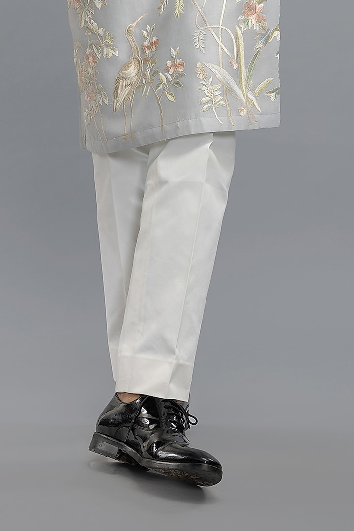 Powder Blue Chanderi Resham Embroidered Kurta Set by Rohit Bal Men at Pernia's Pop Up Shop