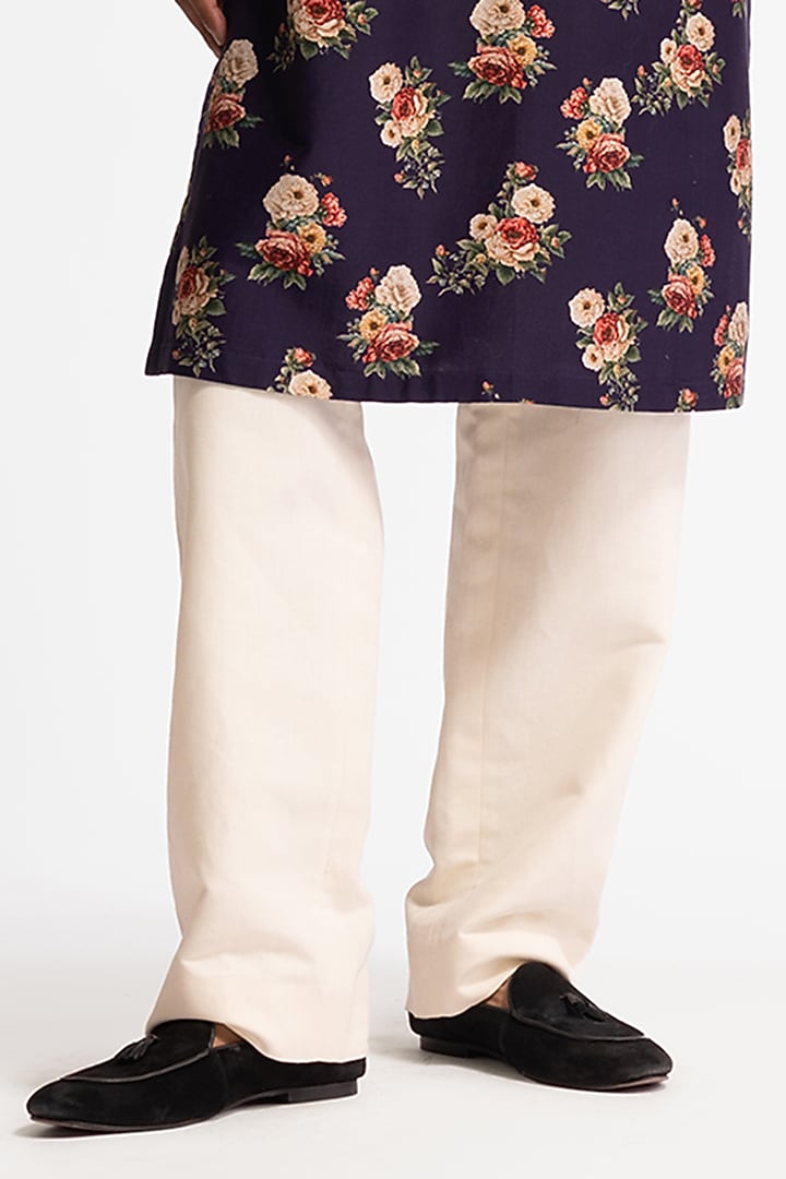 Indigo Blue Chanderi Digital Printed Kurta Set by Rohit Bal Men at Pernia's Pop Up Shop