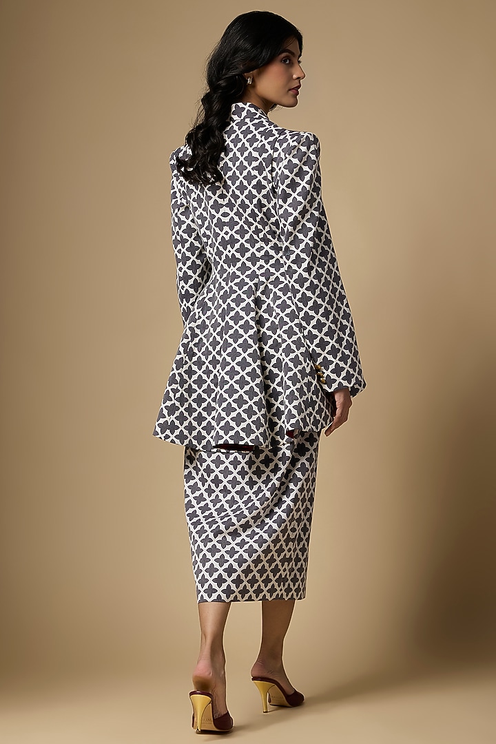 Black & White Suiting Abstract Printed Skirt Set by Ranbir Mukherjee at Pernia's Pop Up Shop