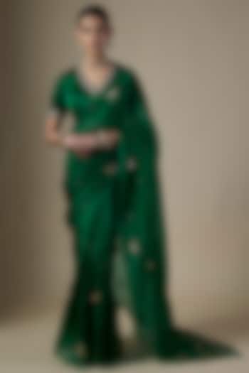 Green Suiting Tikki Hand Embroidered Skirt Set by Ranbir Mukherjee at Pernia's Pop Up Shop