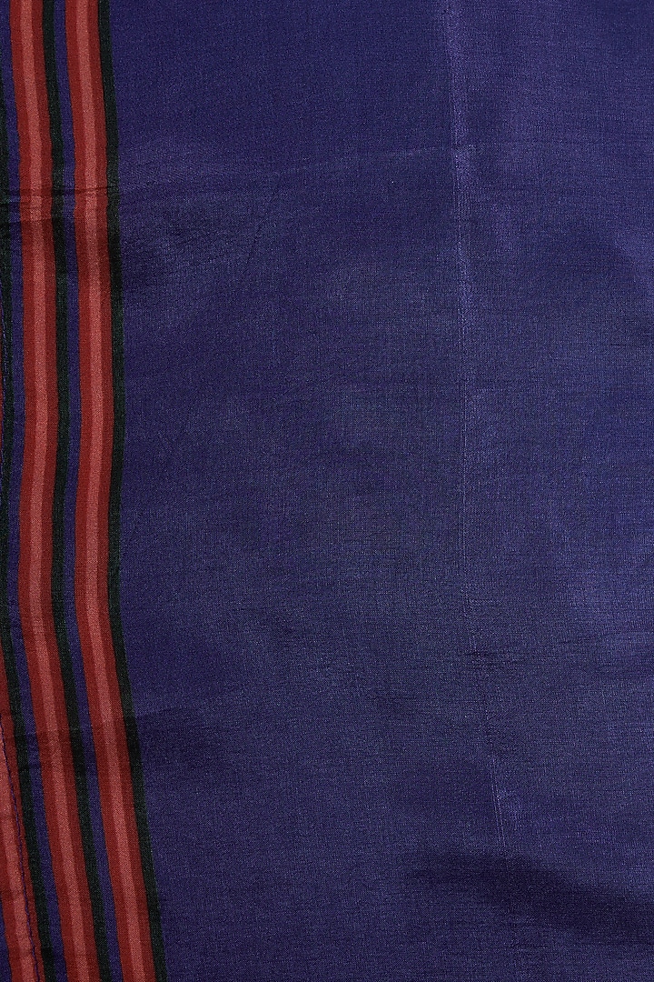 Multi-Colored Pure Satin Silk Striped Printed Saree Set by Ranbir Mukherjee at Pernia's Pop Up Shop