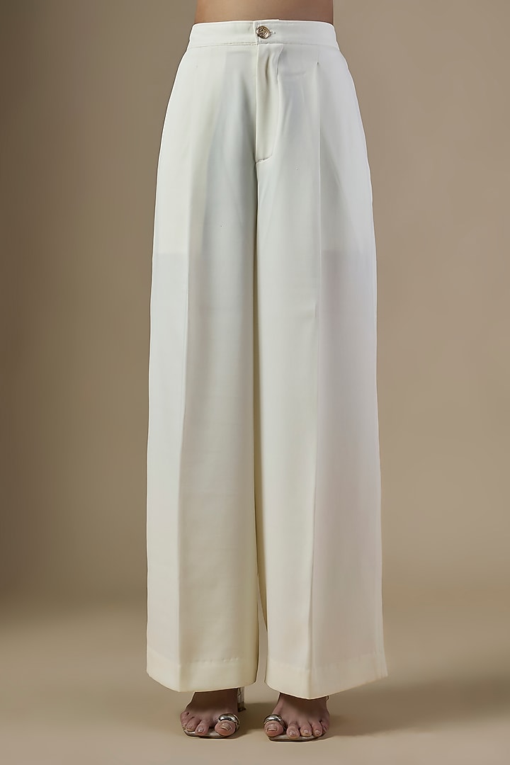 White Pure Satin Silk & Crepe Embroidered Co-Ord Set by Ranbir Mukherjee at Pernia's Pop Up Shop