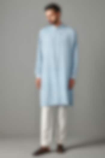Aqua Blue Georgette Kurta Set by Rabani & Rakha Men at Pernia's Pop Up Shop