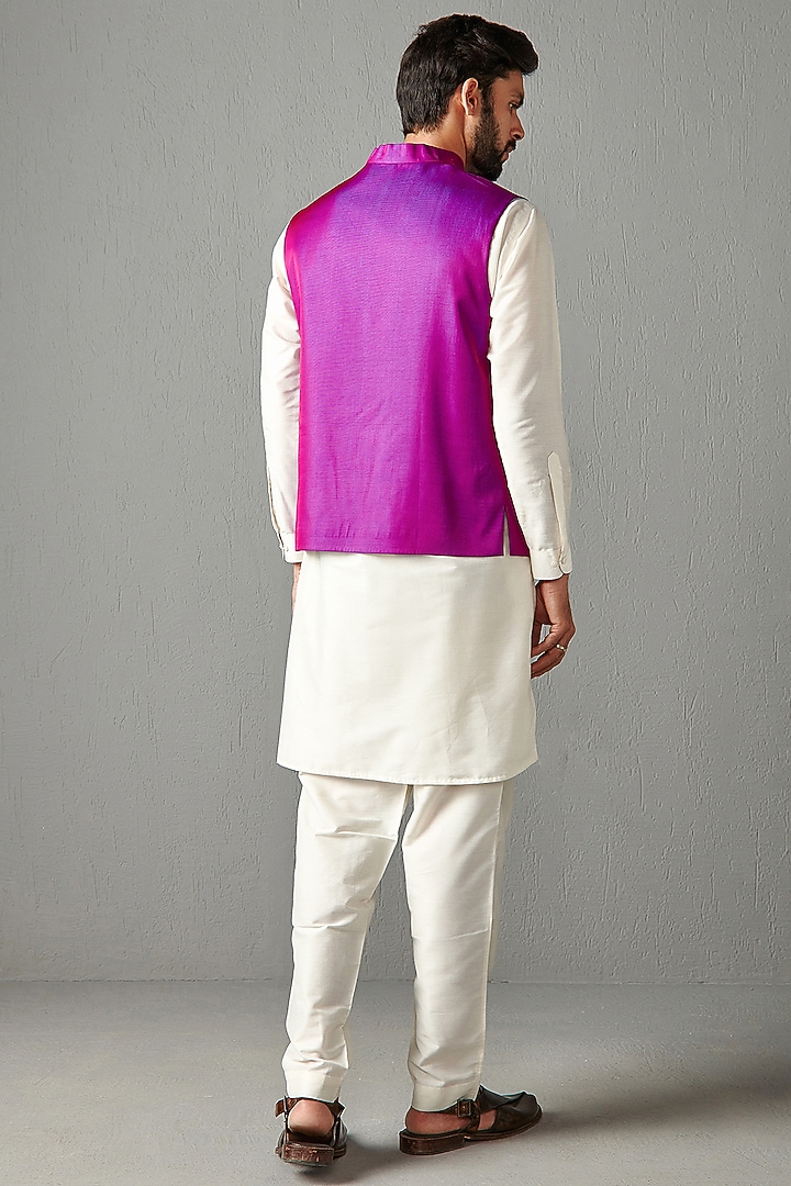 Purple Bundi Jacket With Kurta Set by Rabani & Rakha Men at Pernia's Pop Up Shop