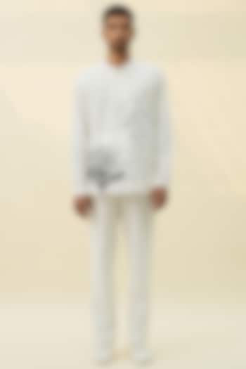 White Block Printed Tunic Summer Shirt by Rivil Civil By Arun at Pernia's Pop Up Shop