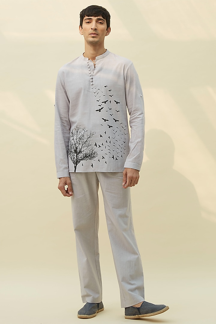 Grey Block Printed Tunic Summer Shirt by Rivil Civil By Arun at Pernia's Pop Up Shop