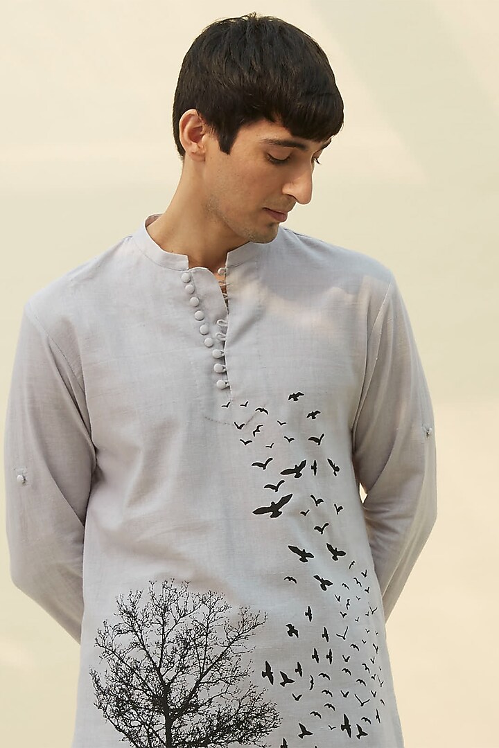 Grey Block Printed Tunic Summer Shirt by Rivil Civil By Arun at Pernia's Pop Up Shop
