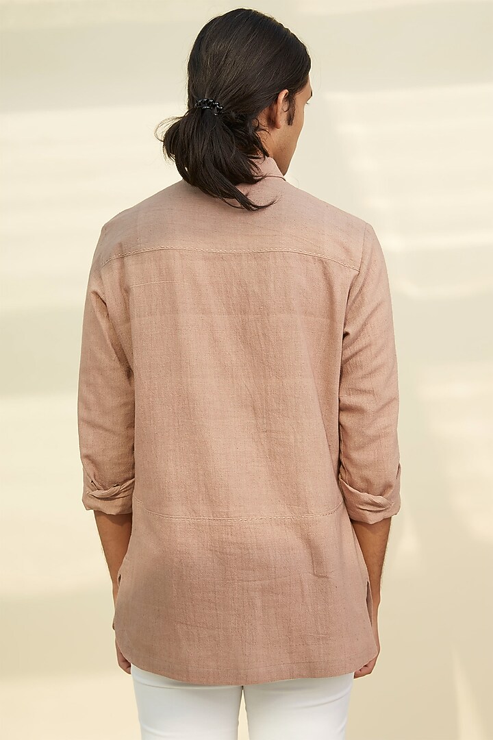 Brown Handloom Khadi Tunic Summer Shirt by Rivil Civil By Arun at Pernia's Pop Up Shop