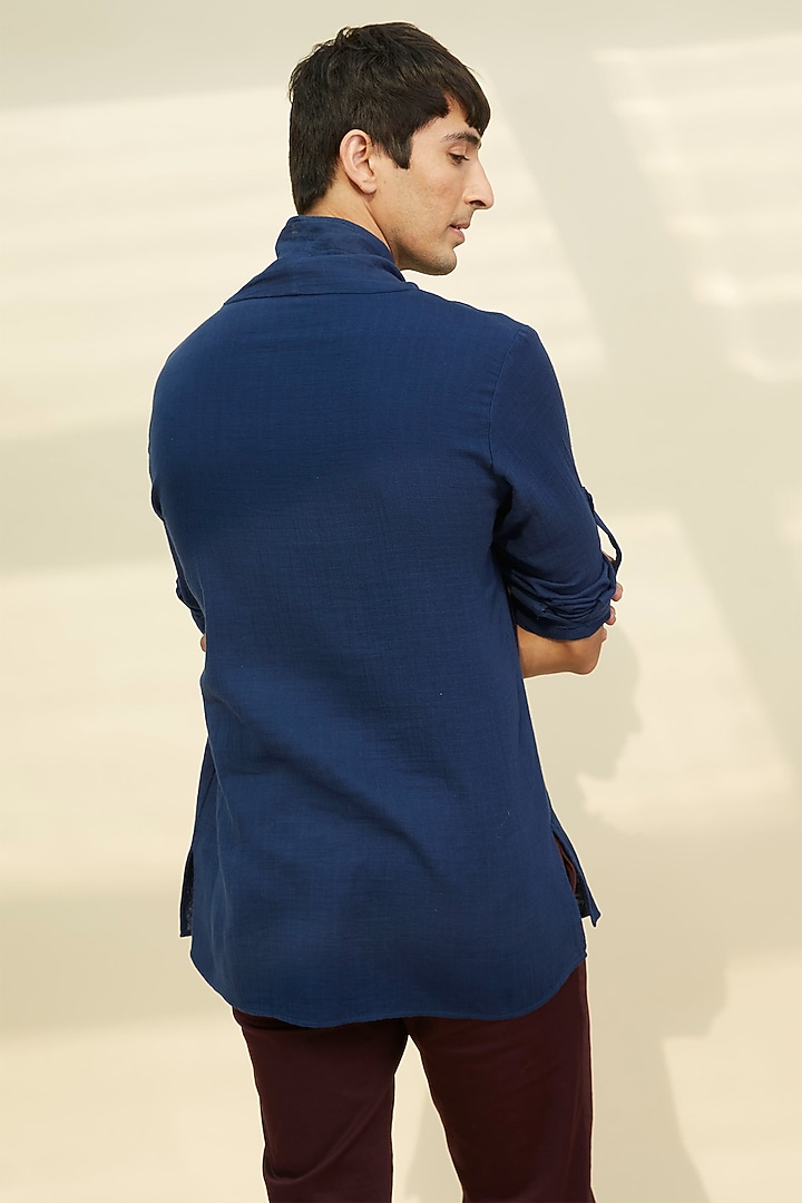 Navy Blue Cowl Neck Tunic Summer Shirt by Rivil Civil By Arun at Pernia's Pop Up Shop