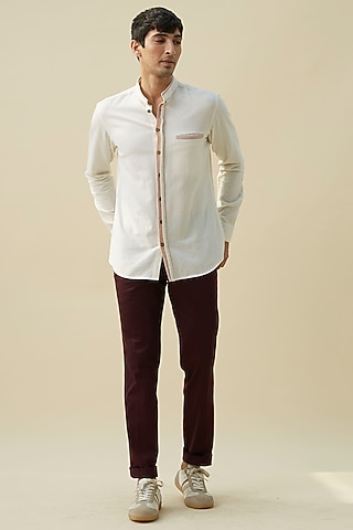 White Handloom Khadi Shirt by Rivil Civil By Arun