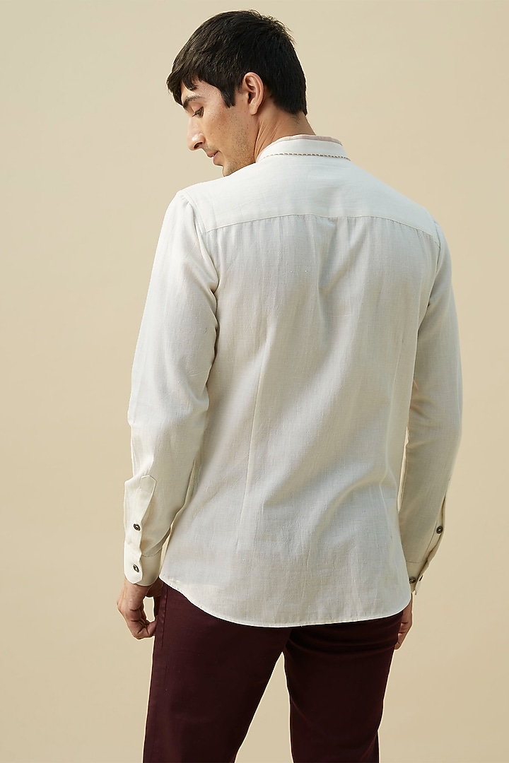 White Handloom Khadi Summer Shirt by Rivil Civil By Arun at Pernia's Pop Up Shop