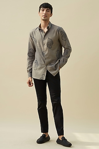 Grey Block Printed Shirt by Rivil Civil By Arun