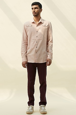 Beige Shirt With Thread Work by Rivil Civil By Arun