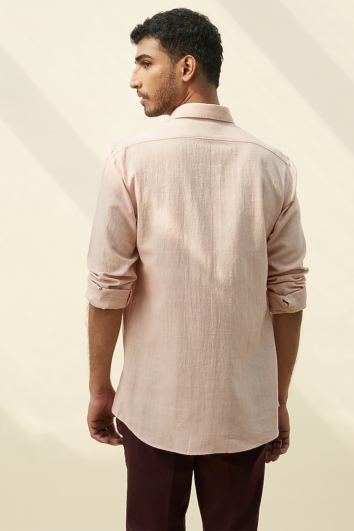 Beige Summer Shirt With Thread Work by Rivil Civil By Arun at Pernia's Pop Up Shop