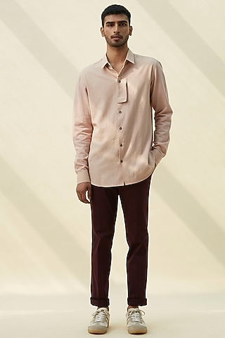 Beige Handloom Khadi Shirt by Rivil Civil By Arun