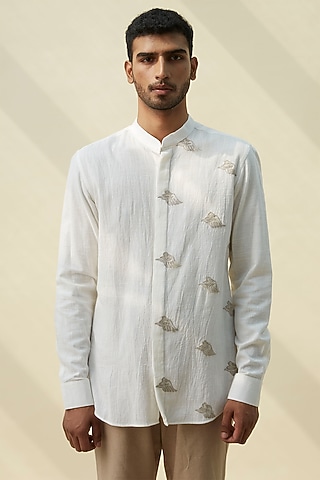 White Embroidered Shirt by Rivil Civil By Arun