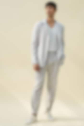 Light Grey Handloom Khadi Shacket by Rivil Civil By Arun