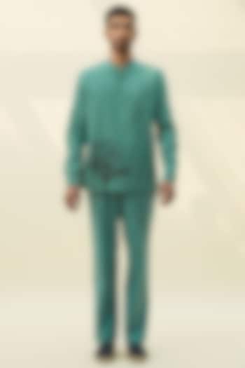 Sage Green Handloom Khadi Pant Set by Rivil Civil By Arun