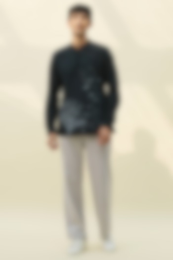 Grey Handloom Khadi Pant Set by Rivil Civil By Arun