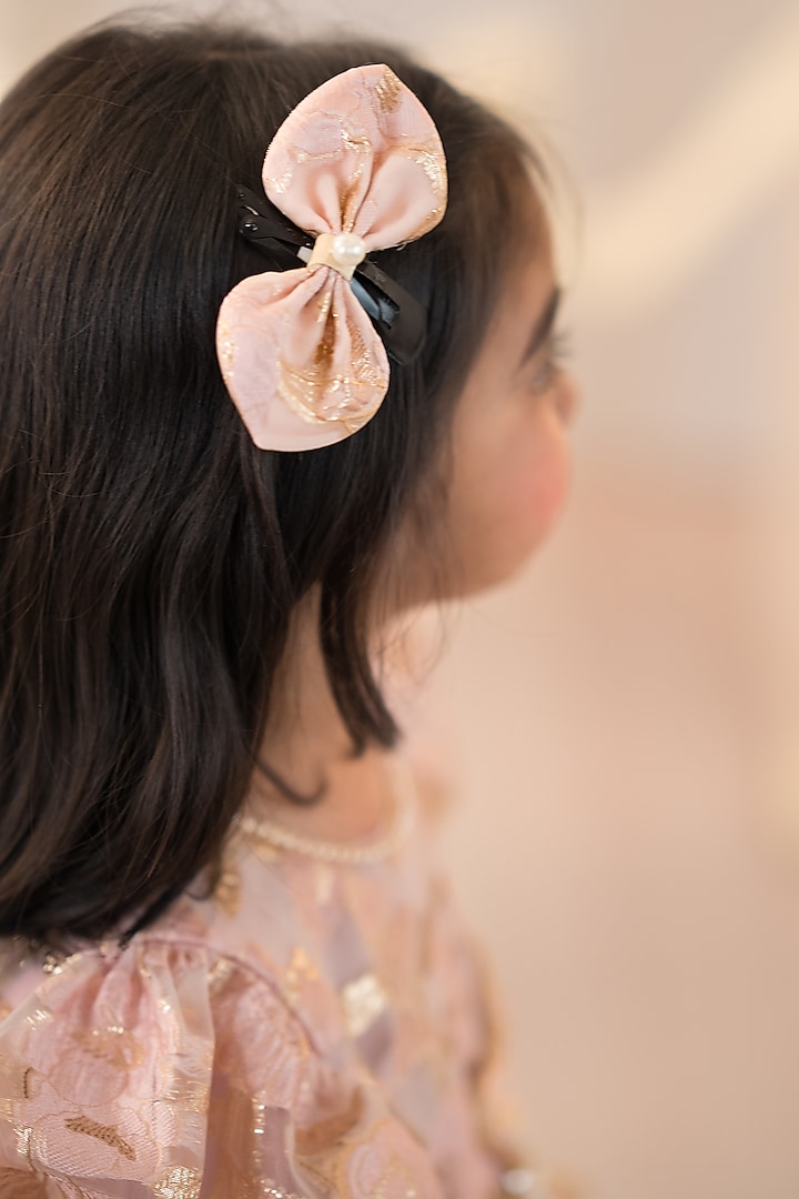 Pink Jacquard & Tulle Hand Embroidered High-Low Gown For Girls by Ruchikalathlabel at Pernia's Pop Up Shop