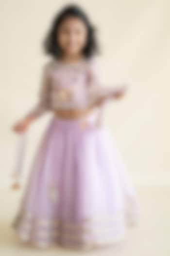 Lavender Tulle & Organza Lehenga Set For Girls by Ruchikalathlabel