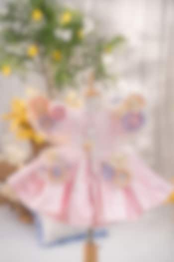 Pink Satin & Tulle Hand Embellished Dress For Girls by Ruchikalathlabel at Pernia's Pop Up Shop