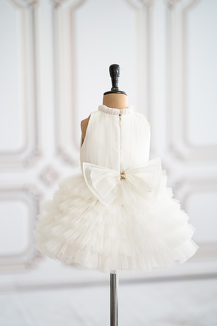 Off-White Tulle Layered Dress For Girls by Ruchikalathlabel at Pernia's Pop Up Shop