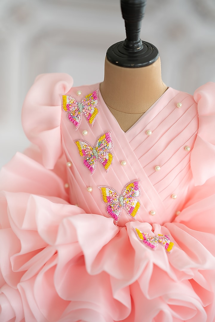 Pink Butter Organza Butterfly Embroidered Layered Puffy Dress For Girls by  Ruchikalathlabel at Pernia's Pop Up Shop