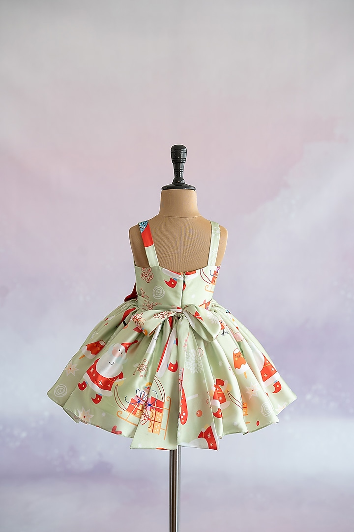 Mint Green Japan Satin Christmas Printed Dress by Ruchikalathlabel at Pernia's Pop Up Shop