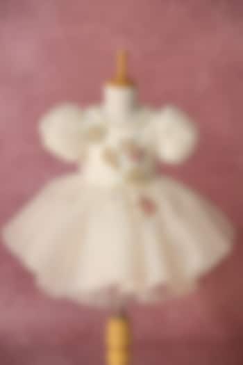 White Organza Hand Embroidered Dress For Girls by Ruchikalathlabel at Pernia's Pop Up Shop